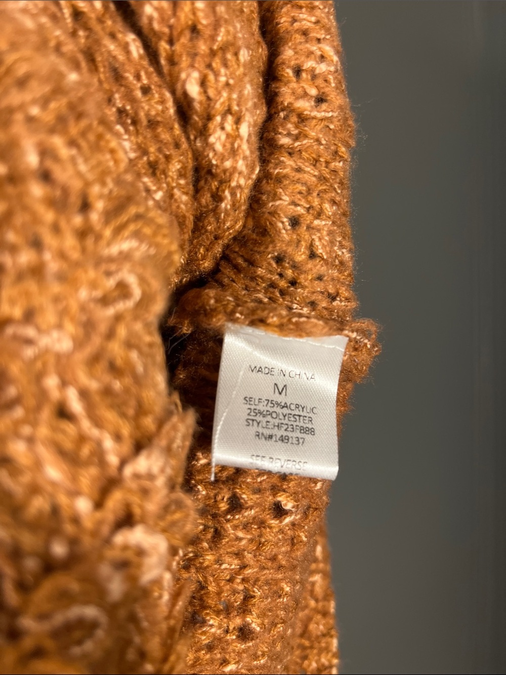 HYFVE Textured Loop-Knit Crewneck Sweater in Burnt Orange - NWOT - Picture 4 of 4